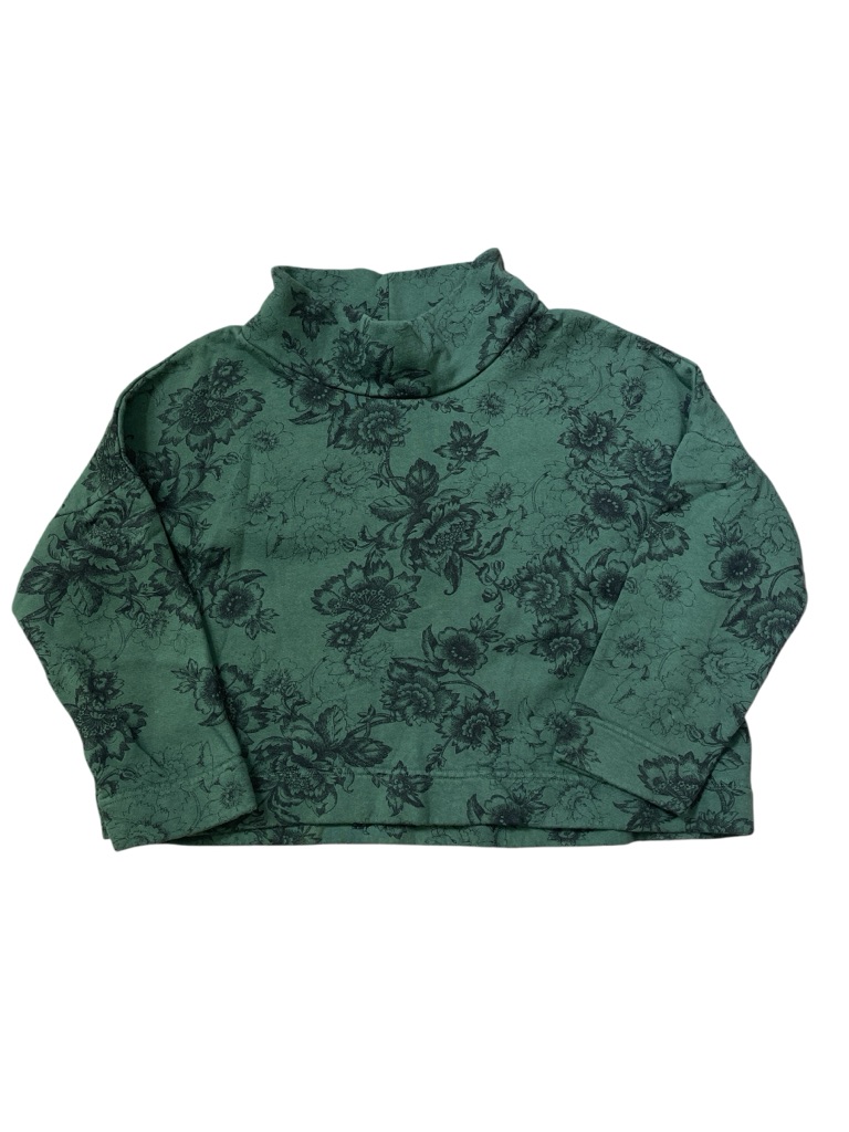 Bryn Walker Green Floral Mockneck Oversized Bamboo Organic Cotton Sweatshirt